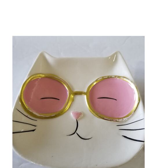 Two cat face trinket jewelry tray ceramic (3.1212) - Picture 4 of 4